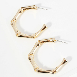 BB3- 30mm Metal Bamboo Open Hoop Earrings