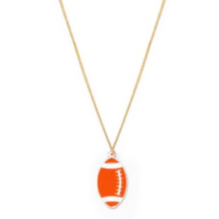 T123-  16” Orange/White Acrylic Football necklace 