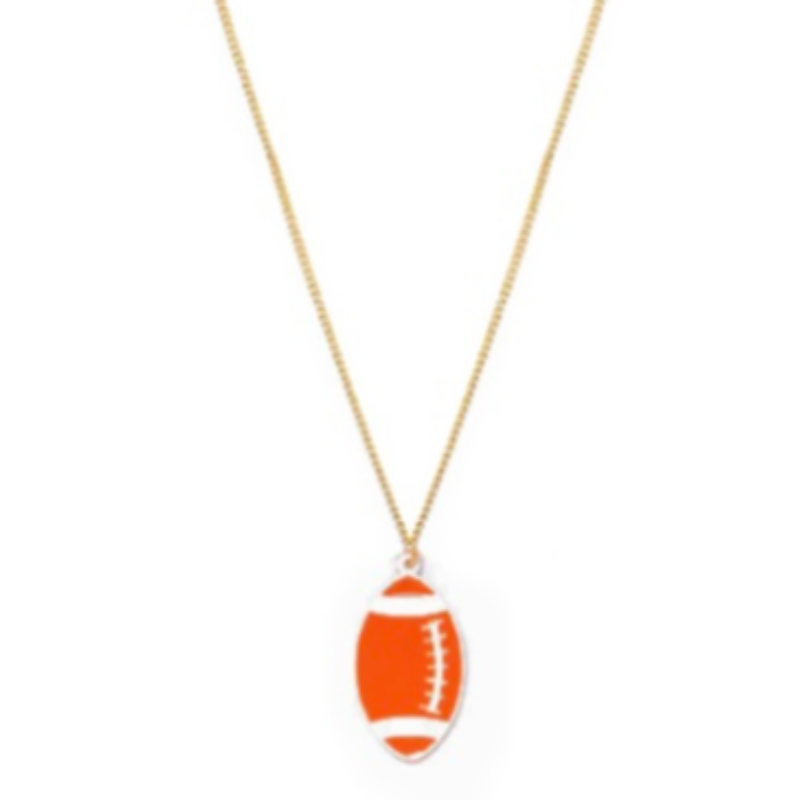 T123-  16” Orange/White Acrylic Football necklace  Main Image