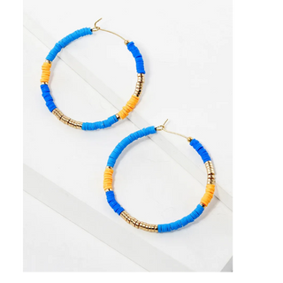 Y90-40mm heishi beaded wire hoop earrings