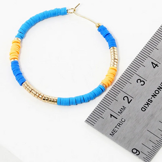 Y90-40mm heishi beaded wire hoop earrings - Thumbnail 2