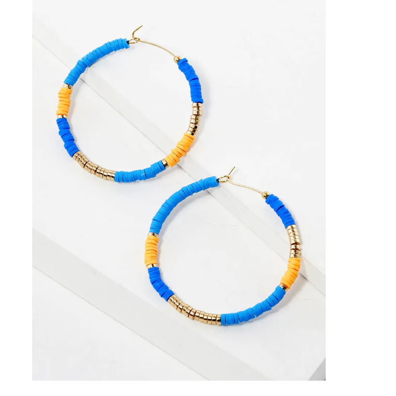 Y90-40mm heishi beaded wire hoop earrings Main Image