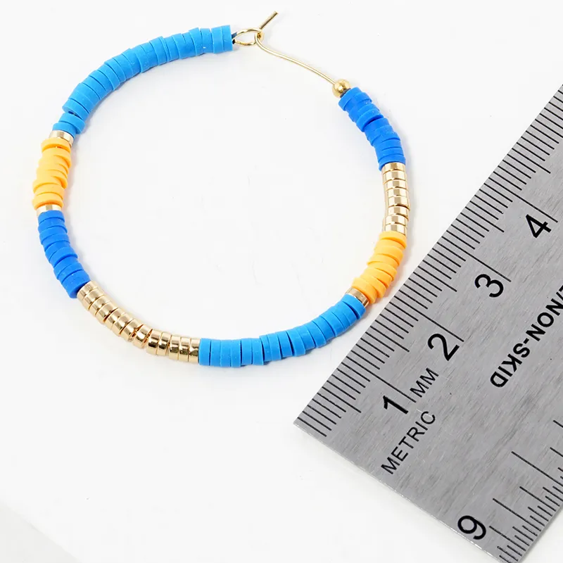 Y90-40mm heishi beaded wire hoop earrings - Thumbnail (Preview) 2