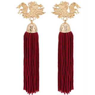 USC13- Tassel Gamecock Earrings (two color options)