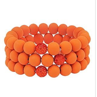 C127- Orange Clay Ball & Crystal Bracelet