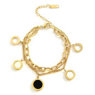 BR10- CIRCLES OF ROMAN TIME 18K GOLD-PLATED STAINLESS-STEEL BRACELET