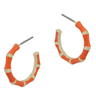 C128- 20mm Orange Epoxy Bamboo Hoops