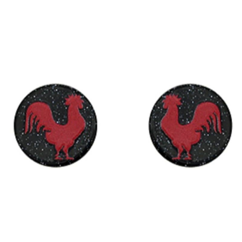 USC20-Acrylic Gamecock Disk Stud Earrings Main Image