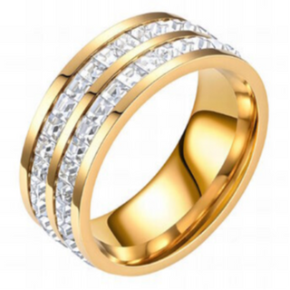 R3- Double Row CZ 18K GOLD-PLATED STAINLESS-STEEL Ring