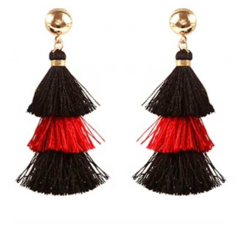 USC76- 3 Tier Tassel Earrings Main Image