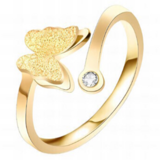 R14- BUTTERFLY 18K GOLD-PLATED STAINLESS-STEEL RING