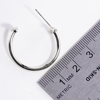 Y27-White gold dipped designer inspired open hoop earrings (also available in Gold) - Thumbnail 2