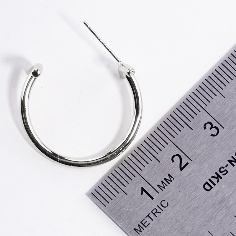 Y27-White gold dipped designer inspired open hoop earrings (also available in Gold) - Thumbnail (Preview) 2