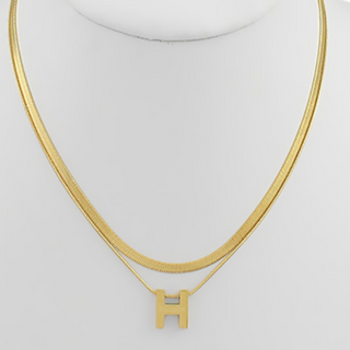 Y74- Initial H Pendant Dual Necklace