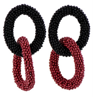 USC62- Oval Linked Seed Beads Earrings