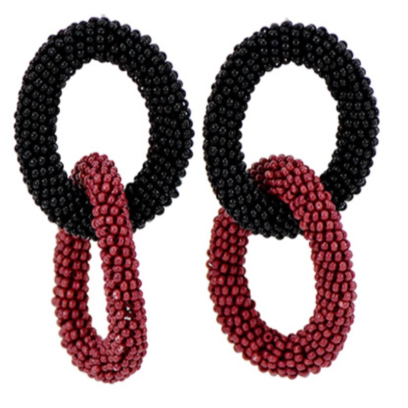 USC62- Oval Linked Seed Beads Earrings Main Image