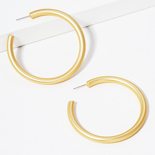 CL28-50mm Bold Brass Hollow Hoop Earrings - Thumbnail 7