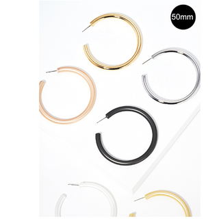 CL28-50mm Bold Brass Hollow Hoop Earrings