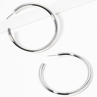 CL28-50mm Bold Brass Hollow Hoop Earrings - Thumbnail 2