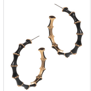 CL69- Bamboo Shaped Enamel Hoops - Thumbnail 7