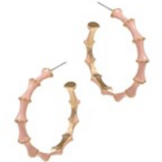 CL69- Bamboo Shaped Enamel Hoops - Thumbnail 2