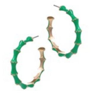 CL69- Bamboo Shaped Enamel Hoops - Thumbnail 5