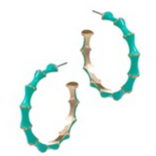 CL69- Bamboo Shaped Enamel Hoops - Thumbnail 6