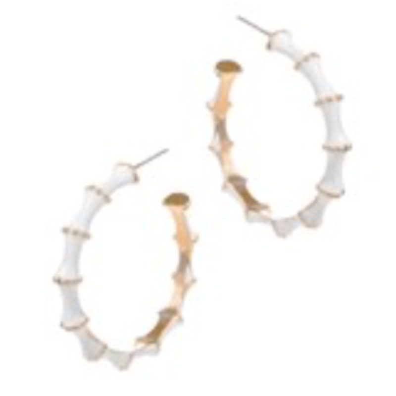 CL69- Bamboo Shaped Enamel Hoops Main Image