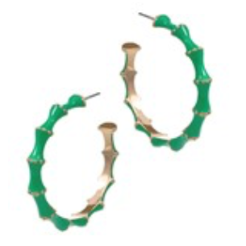 CL69- Bamboo Shaped Enamel Hoops - Thumbnail (Preview) 5