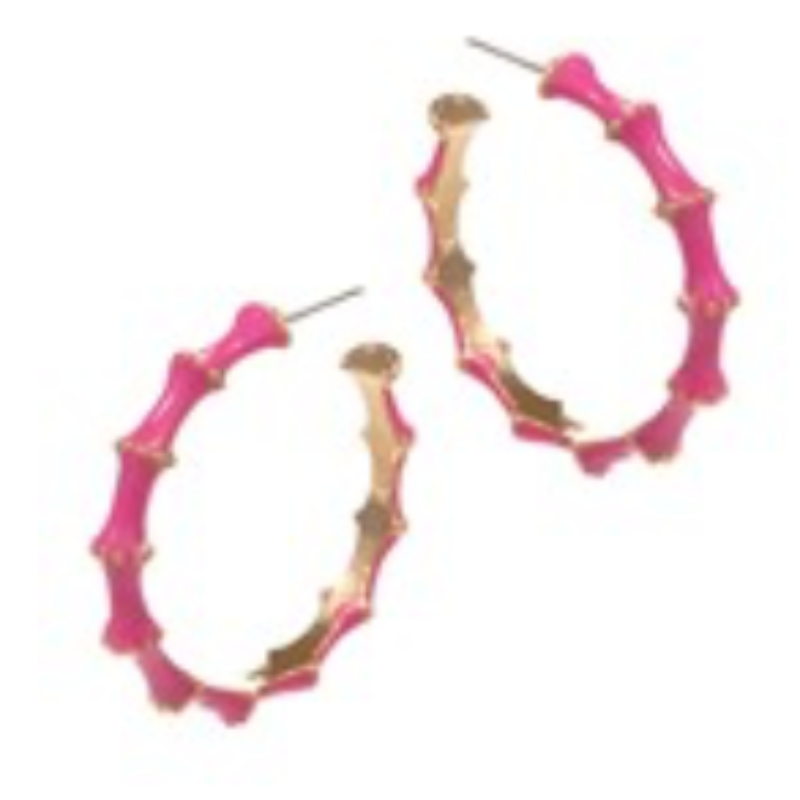 CL69- Bamboo Shaped Enamel Hoops - Thumbnail (Preview) 3