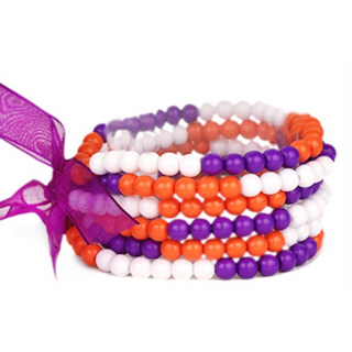 C82- 6 row stackable beads-  purple, orange & white beads