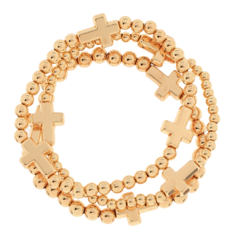 BR30- 3 Row Cross & CCB Ball Bracelet Main Image