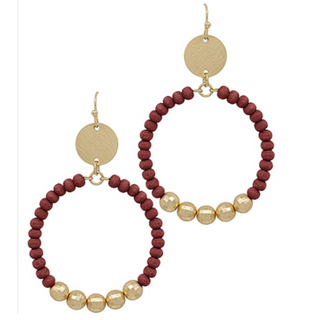 USC87- Wood Beads Circle Earrings (Multiple Colors Available)