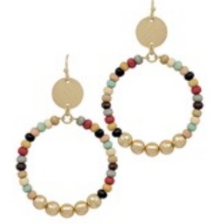 USC87- Wood Beads Circle Earrings (Multiple Colors Available) - Thumbnail 6