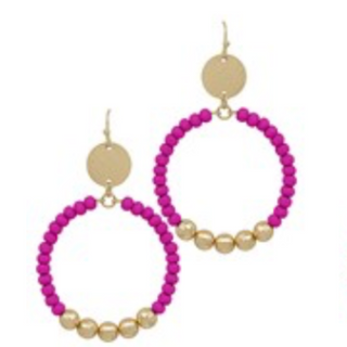 USC87- Wood Beads Circle Earrings (Multiple Colors Available) - Thumbnail 5