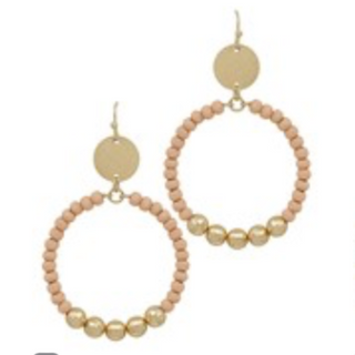 USC87- Wood Beads Circle Earrings (Multiple Colors Available) - Thumbnail 4