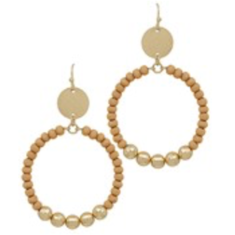 USC87- Wood Beads Circle Earrings (Multiple Colors Available) - Thumbnail (Preview) 3