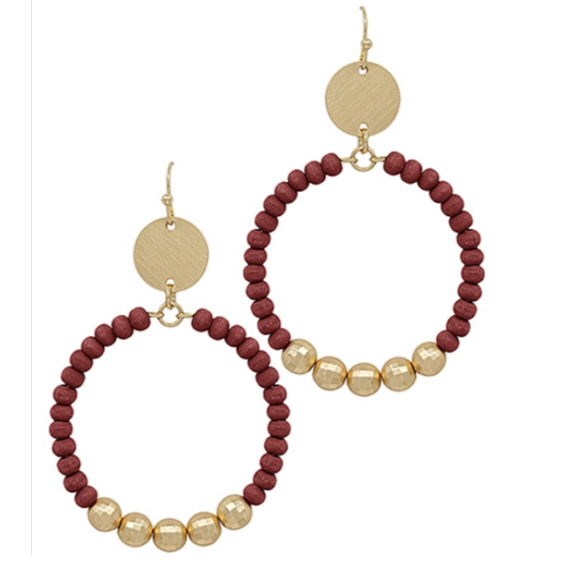 USC87- Wood Beads Circle Earrings (Multiple Colors Available) Main Image