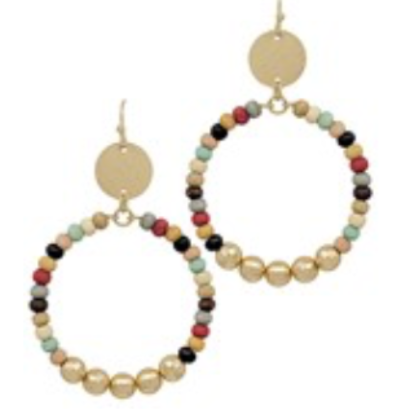 USC87- Wood Beads Circle Earrings (Multiple Colors Available) - Thumbnail (Preview) 6