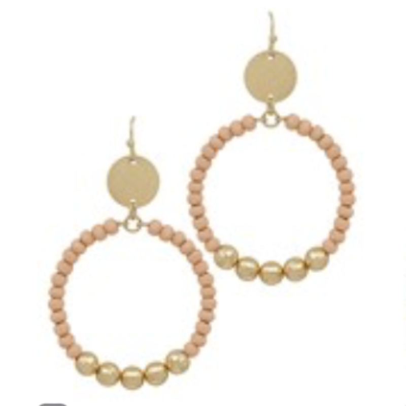 USC87- Wood Beads Circle Earrings (Multiple Colors Available) - Thumbnail (Preview) 4