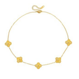 Q32- Gold Quatrafoil Necklace- 18K GOLD-PLATED STAINLESS-STEEL "FOUR-LEAF CLOVER" NECKLACE