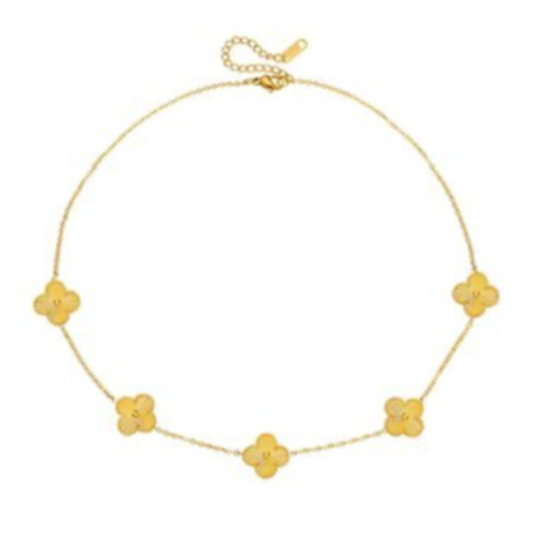 Q32- Gold Quatrafoil Necklace- 18K GOLD-PLATED STAINLESS-STEEL "FOUR-LEAF CLOVER" NECKLACE Main Image