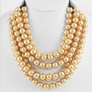 M100-Multi Layer Metal Pearl Necklace