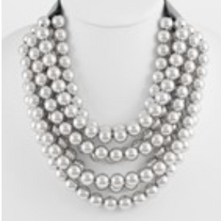 M100-Multi Layer Metal Pearl Necklace - Thumbnail 2