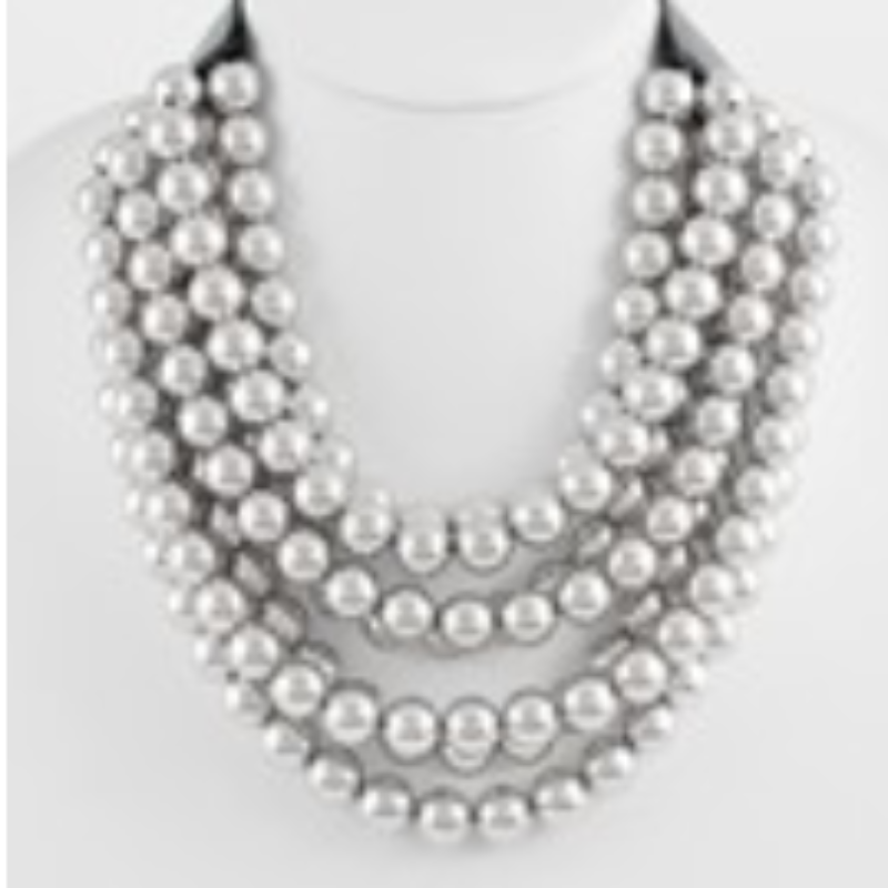 M100-Multi Layer Metal Pearl Necklace - Thumbnail (Preview) 2