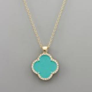 USC59- Clover Epoxy Necklace ( multiple colors available) - Thumbnail 3