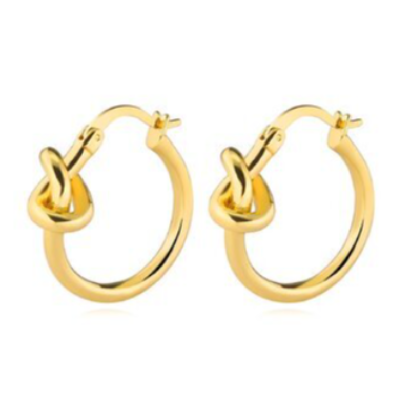 INS13-18K GOLD PLATED STAINLESS STEEL LOVE KNOT EARRINGS Main Image