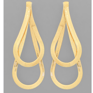 CL63- Snake Chain Double Teardrop Earrings (Gold & Rhodium)