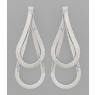 CL63- Snake Chain Double Teardrop Earrings (Gold & Rhodium) - Thumbnail 2