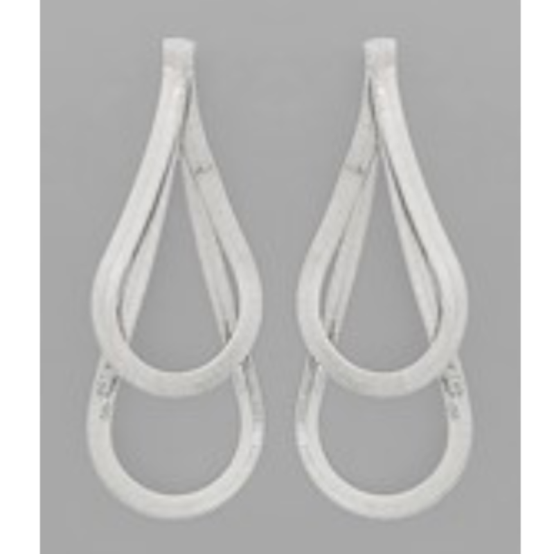 CL63- Snake Chain Double Teardrop Earrings (Gold & Rhodium) - Thumbnail (Preview) 2